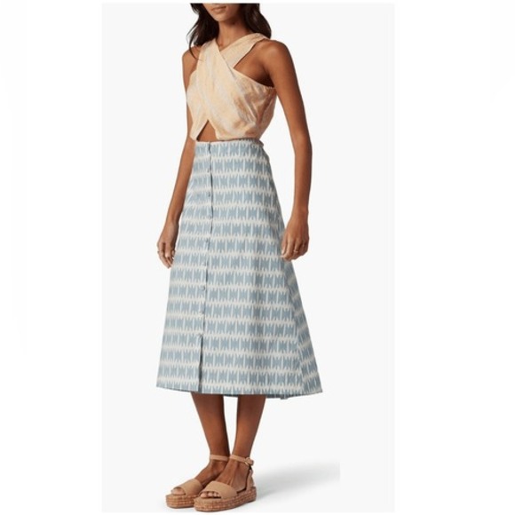 Joie Flippa Geo Print Cotton Midi Dress, Blue/Yellow, Size 10, NWT - Picture 4 of 16